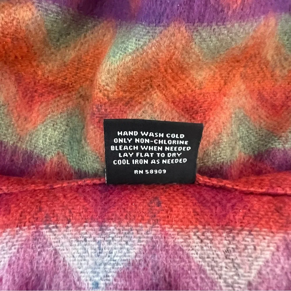 Dillard’s chevron print scarf, colorful, purple & orange